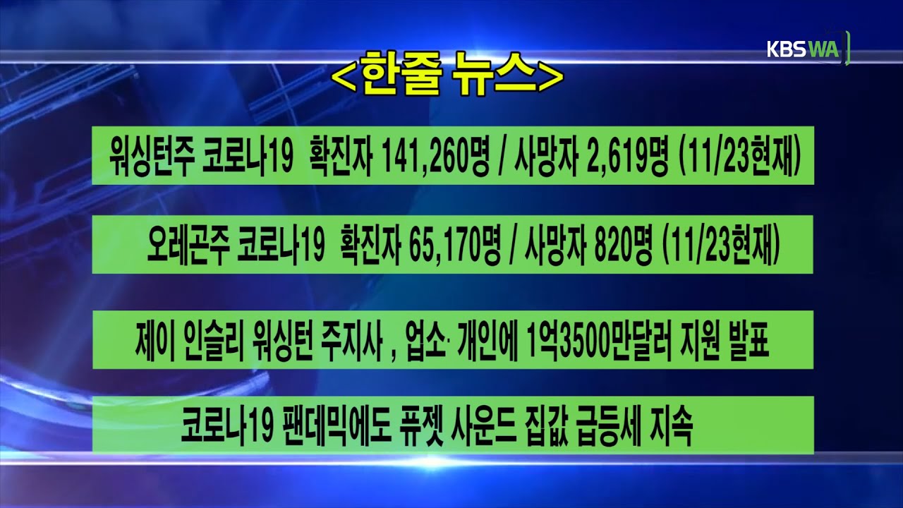 KBS-WATV 시애틀지역(서북미)한줄뉴스/ 주간날씨/ 뉴스게시판(20201123)