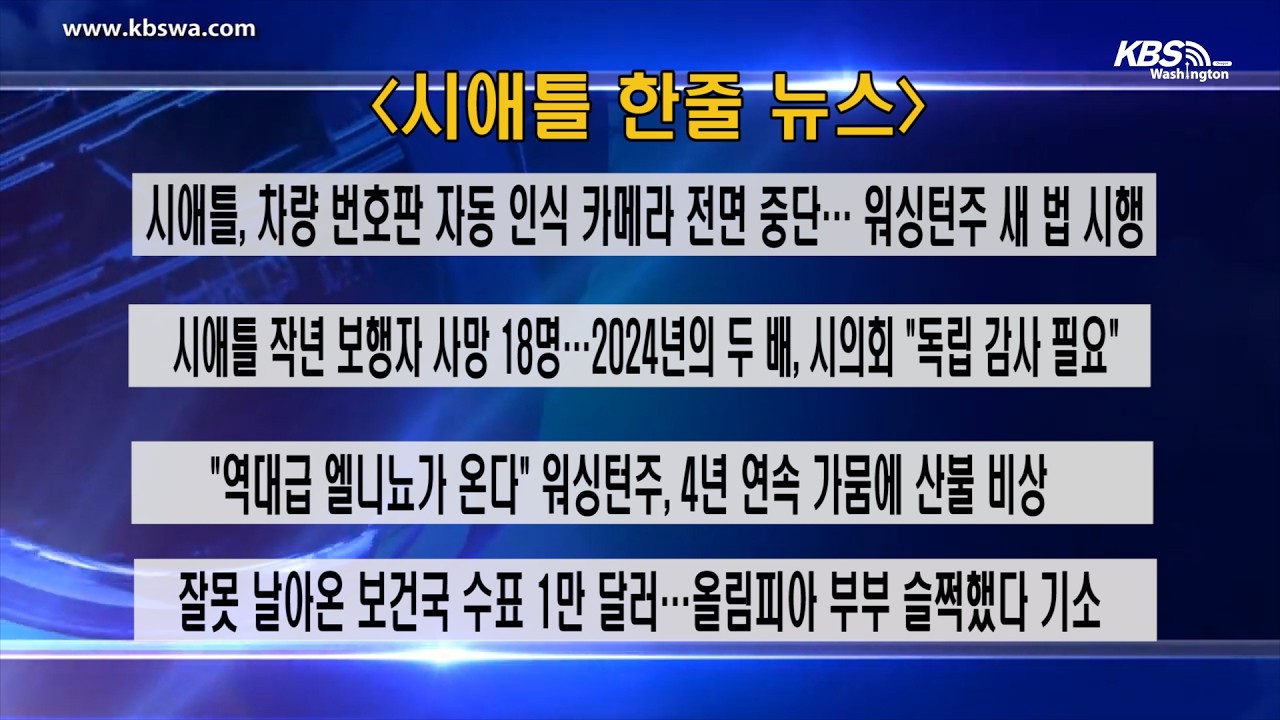 KBS-WATV 시애틀지역(서북미) 한줄뉴스/서북미주간날씨/뉴스게시판(20260421)