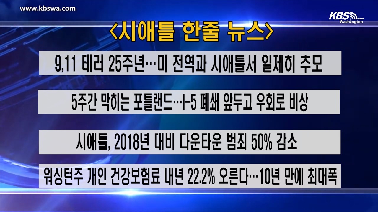 KBS-WATV 시애틀지역(서북미) 한줄뉴스/서북미주간날씨/뉴스게시판(20260914)